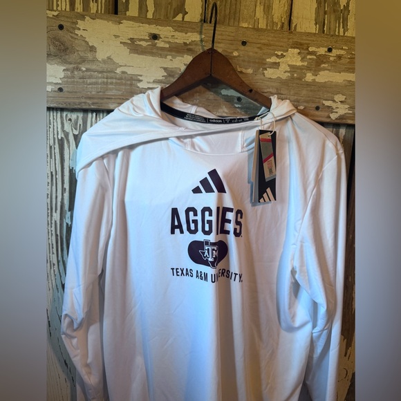 Adidas Men’s Texas A&M Aggies Training Team Hoodie White Size LARGE TALL NWT - Picture 3 of 9